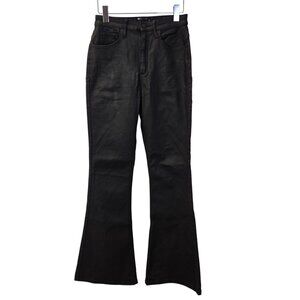 ASOS Black Coated High Rise Flare Jeans Size 28